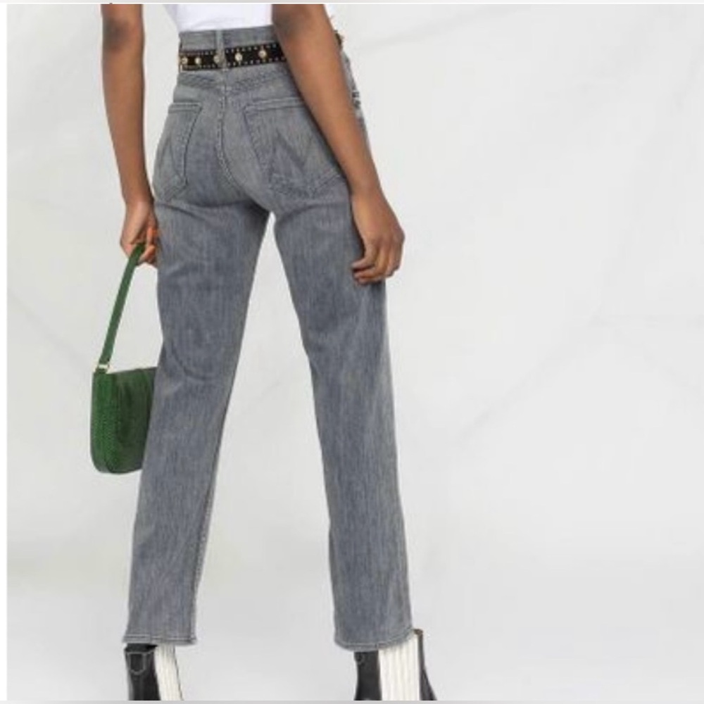 MOTHER The Dropout Jeans in Grim Shadows Gray Ankle Crop Skinny Designer Denim
